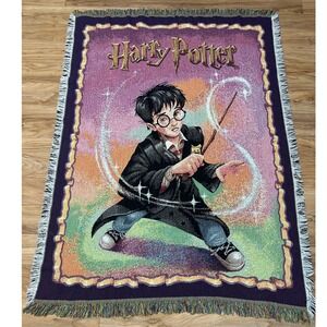 Vintage Harry Potter Woven Tapestry Throw Blanket 2000 Crown Crafts 44x60 Cotton